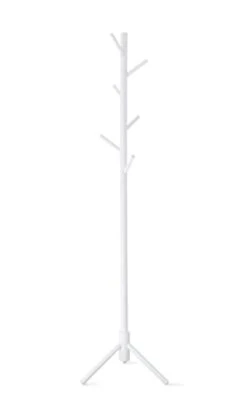 Topline Hat & Coat Rack, Freestanding Wooden - Matte White