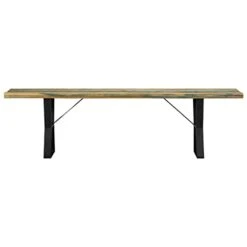 Tidyard Wooden Bench Reclaimed Wood Seat Dining Table Bench With Iron Legs Hallway Bench For Dining Room, Kitchen, Living Room, Entryway, Home Furniture 63 X 15.7 X 17.7 Inches (W X D X H)
