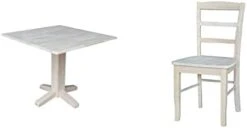 International Concepts Square Dual Drop Leaf Dining Table, 7 By 36-Inch, Unfinished & Set Of Two Madrid Chairs, Unfinished -Safavieh Furniture 214MnSuqavL. AC
