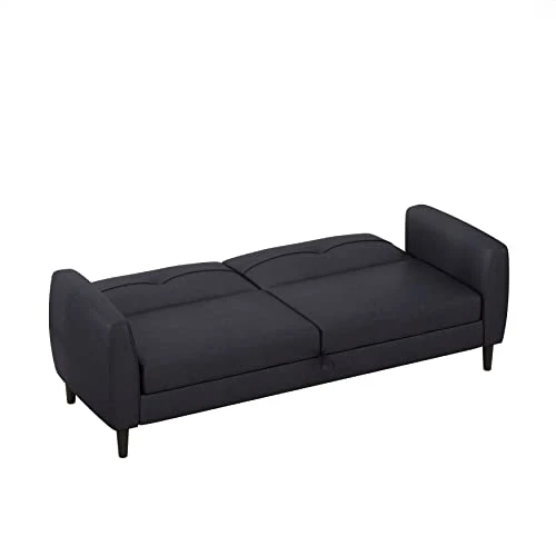 GENERIC Modern Leather Convertible Folding Futon Sofa Bed With Storage Box Black Solid Contemporary 3 GENERIC Modern Leather Convertible Folding Futon Sofa Bed With Storage Box Black Solid Contemporary - Image 3