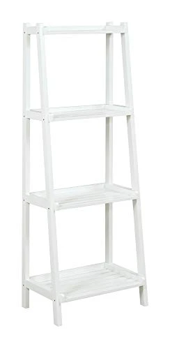 60" White Contemporary 4-Tier Ladder Leaning Multipurpose Shelf
