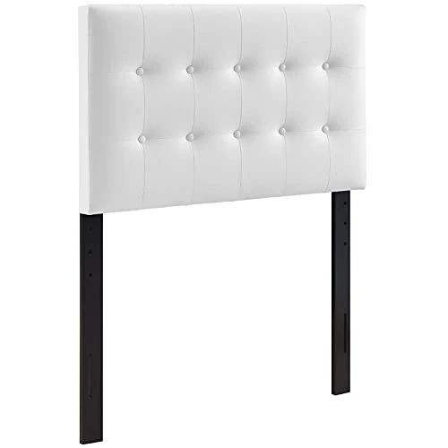 Emily Tufted Button Faux Leather Upholstered Twin Headboard In White 3 Emily Tufted Button Faux Leather Upholstered Twin Headboard In White - Image 3