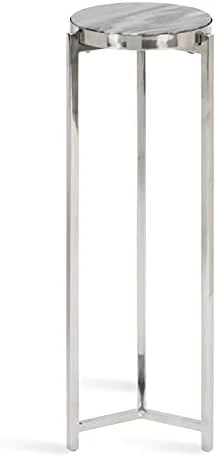 Kate And Laurel Aguilar Modern Drink Table, 8 X 8 X 23, Brass With Clear Glass, Detailed Glass Accent Table For Small Spaces 4 Kate And Laurel Aguilar Modern Drink Table, 8 X 8 X 23, Brass With Clear Glass, Detailed Glass Accent Table For Small Spaces - Image 4