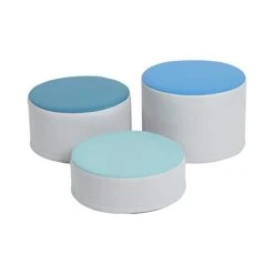 ECR4Kids SoftZone Colorful Stump Stool Set, Flexible Seating, Contemporary, 3-Piece