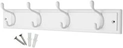 Keypak 2-Hook Wall-Mounted Coat Rack, White, Satin Nickel -Safavieh Furniture 21AKqlO09mL. AC