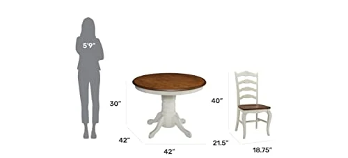 French Countryside Oak/White 42" Round Pedestal Dining Table With 4 Chairs By Home Styles 5 French Countryside Oak/White 42" Round Pedestal Dining Table With 4 Chairs By Home Styles - Image 5