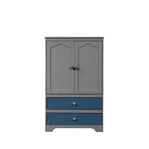 Kids Storage Toys Cabinets Children Floor Cabinet 2 Door And 2 Drawers Playroom Chest Free-Standing Side Cabinet For Kids Room Bedroom Nursery, Gray 6 Kids Storage Toys Cabinets Children Floor Cabinet 2 Door And 2 Drawers Playroom Chest Free-Standing Side Cabinet For Kids Room Bedroom Nursery, Gray - Image 6