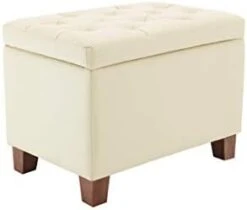Wovenbyrd Classic 24-Inch Wide Rectangular Tufted Storage Ottoman Footstool With Hinged Lid, Cream Fabric -Safavieh Furniture 21FjNYzRVL. AC