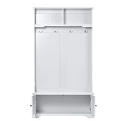 P PURLOVE Hall Tree With Storage Bench, With Shelves Cabinet And 4 Hooks, 3-in-1 Design, White 9 P PURLOVE Hall Tree With Storage Bench, With Shelves Cabinet And 4 Hooks, 3-in-1 Design, White -Safavieh Furniture 21J0SFZv5EL
