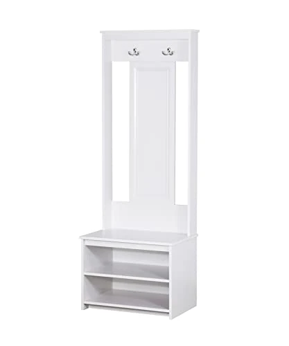Saint Birch Wood White Wide Hall Tree With Bench And Shoe Storage SBLT8393HTWH 1 Saint Birch Wood White Wide Hall Tree With Bench And Shoe Storage SBLT8393HTWH