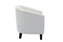SSLine Modern White Leather Upholstered Accent Arm Chair Soft Barrel Club Chairs For Living Room Comfy Single Sofa Office Guest Chatting Chair With Solid Wood Legs And Nailhead For Bedroom (White) -Safavieh Furniture 21KLqgZm3DL