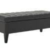 Amazon Brand – Rivet Channel-Tufted Velvet Storage Ottoman With Soft-Close Hinge, 45.3"W, Black