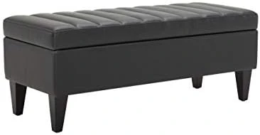 Amazon Brand – Rivet Channel-Tufted Velvet Storage Ottoman With Soft-Close Hinge, 45.3"W, Black 5 Amazon Brand – Rivet Channel-Tufted Velvet Storage Ottoman With Soft-Close Hinge, 45.3"W, Black - Image 5