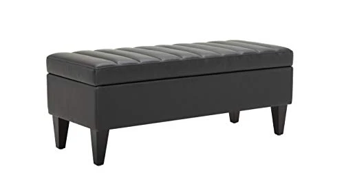 Amazon Brand – Rivet Channel-Tufted Velvet Storage Ottoman With Soft-Close Hinge, 45.3"W, Black 1 Amazon Brand – Rivet Channel-Tufted Velvet Storage Ottoman With Soft-Close Hinge, 45.3"W, Black