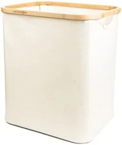 Naturoom 60L Bamboo Storage Basket | Laundry Hamper, Folding Bamboo Frame Fabric Shelf Basket With Handles, Large Cube Organizer For Bathroom, Bedroom Dirty Clothes/Towels/Blankets/Toys Storage Bin -Safavieh Furniture 21LTkovTWL. AC