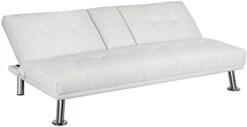 Yaheetech Modern Faux Leather Futon Set Convertible Recliner Sleeper Fold Up & Down Loveseat Reversible Daybed Guest Bed, 3 Angles Adjustable, 2 Cup-Holders, Up To 772 Lbs, White -Safavieh Furniture 21LweoflSpL. AC