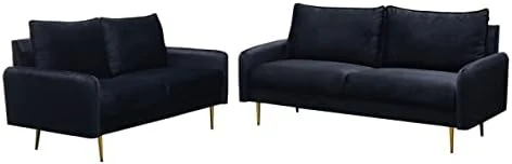 INSTORY Velvet Sofa Set Modern Sofa & Loveseat Set 2 Piece Tufted Couch Set With Metal Legs For Living Room, Office, Bedroom - Ginger 15 INSTORY Velvet Sofa Set Modern Sofa & Loveseat Set 2 Piece Tufted Couch Set With Metal Legs For Living Room, Office, Bedroom - Ginger - Image 15