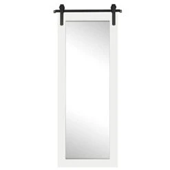 Toppay Farmhouse Wood Framed Wall Mirror Barn Door Rustic Mirrors For Wall (Brown, 22Inx28In)