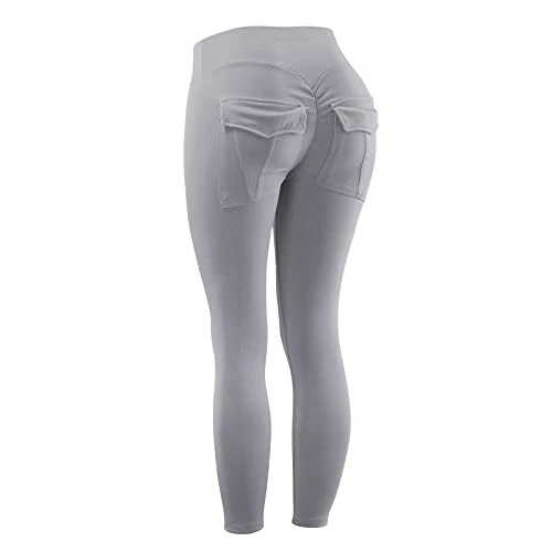 Sports Waist Yoga Stretch With Pockets Ladies Pants High Pants Fitness Sexy Yoga Pants Yoga Pants For Girls 7-8 (Grey, XL) 4 Sports Waist Yoga Stretch With Pockets Ladies Pants High Pants Fitness Sexy Yoga Pants Yoga Pants For Girls 7-8 (Grey, XL) - Image 4
