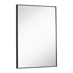 Hamilton Hills 22x30 Inch Metal Framed Brushed Black Rectangular Mirror | Simple Edge Bathroom Mirrors For Wall | Decorative Entryway Squared Corners Mirror | Hangs Horizontally And Vertically