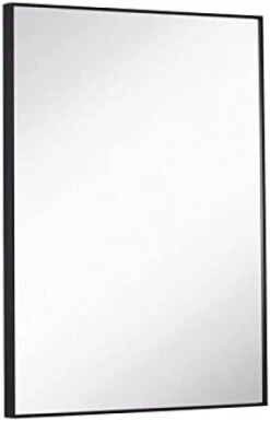 Hamilton Hills 22x30 Inch Metal Framed Brushed Black Rectangular Mirror | Simple Edge Bathroom Mirrors For Wall | Decorative Entryway Squared Corners Mirror | Hangs Horizontally And Vertically -Safavieh Furniture 21S6e3vu7bL. AC