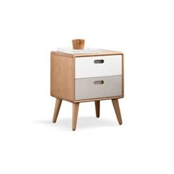 FURUIWUFENG Nightstand Wood Bedside Cabinet Simple Household Drawer Type Locker Living Room Bedroom Bedside Locker End Table