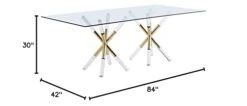 Meridian Furniture Mercury Collection Modern | Contemporary Tempered Glass Top Dining Table With Acrylic And Gold Durable Metal Base, Rectangular -Safavieh Furniture 21TbgZonveL
