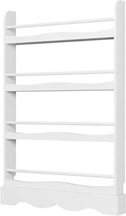 TEGIWA Kids Bookshelf, 4 Tier Wall Storage Bookshelf For Playroom Kids Room, White Finish (Color : White, Size : 22.8" X 4.7" X 43.3") -Safavieh Furniture 21VPAawmRaL