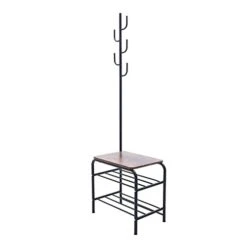 Titunjian Coat Rack Shoe Bench Storage Shelves Stool 3-in-1 Hall Tree Storage Shelf Organizer Entryway Shoe Bench With 2 Storage Rack -Safavieh Furniture 21Vuwhj7EAL