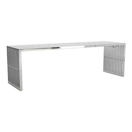 Bench Silver Solid Modern Contemporary Steel 4 Bench Silver Solid Modern Contemporary Steel - Image 4