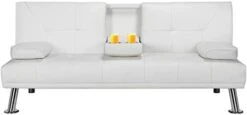 DINGZZ Faux Leather Futon Multifunctional Convertible Folding Bed Sofa With Cupholders Pillows -Safavieh Furniture 21aqVDQR5RL. AC