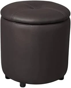 PRIVATE GARDEN Square Storage Ottoman With Tray, Faux Leather Upholstered Footrest Stool, Seat As Side Table Coffee Table For The Living Room, Bedroom, Contemporary (Black Brown/Dark Brown) -Safavieh Furniture 21fsHGl8foL. AC