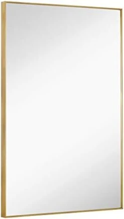 Hamilton Hills 22x30 Inch Metal Framed Brushed Black Rectangular Mirror | Simple Edge Bathroom Mirrors For Wall | Decorative Entryway Squared Corners Mirror | Hangs Horizontally And Vertically -Safavieh Furniture 21hYdPzakL. AC