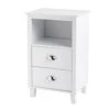 Simple And Modern 2 Drawers Cabinet Bedside Table, MDF Spray Paint High Legs Bedside Table, For Living Room, Bedroom, Hallway, Entryway Nightstand