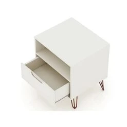 Eden Home Wood 2 PC 1 Drawer Nightstand Set In Off White And Nature -Safavieh Furniture 21jP8yCudCL