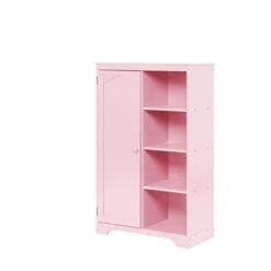 Wardrobe Closet With Hanging Rod For Bedroom, Wood Armoire Wardrobe With 4 Tier Shelves, Freestanding Wardrobe Storage Cabinet For Boys, Girls (Pink) -Safavieh Furniture 21jfzPsuWUL