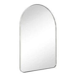 TEEBARN Brushed Nickel Arched Mirror 24x36 Wall Mounted Bathroom Mirror With Metal Frame Arched Top Vanity Mirror For Wall Decor Hangs Vertically -Safavieh Furniture 21neXuSBHHL