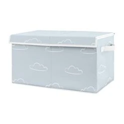 Sweet Jojo Designs Blue Clouds Boy Small Fabric Toy Bin Storage Box Chest For Baby Nursery Or Kids Room - Slate And White Cloud Sky For Vintage Airplane Aviator Aviation Collection