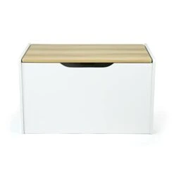 Humble Crew Expedition Hinged Toy Storage Chest With Lid, White & Natural Wood -Safavieh Furniture 21rEMBy54FL