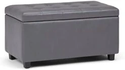 SIMPLIHOME Cosmopolitan 34 Inch Wide Rectangle Lift Top Storage Ottoman In Upholstered Stone Grey Tufted Faux Leather, Footrest Stool, Coffee Table For The Living Room, Bedroom And Kids Room -Safavieh Furniture 21uQwFazCzL. AC