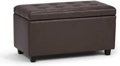 SIMPLIHOME Cosmopolitan 34 Inch Wide Rectangle Lift Top Storage Ottoman In Upholstered Stone Grey Tufted Faux Leather, Footrest Stool, Coffee Table For The Living Room, Bedroom And Kids Room -Safavieh Furniture 21wjlrEpJOL. AC