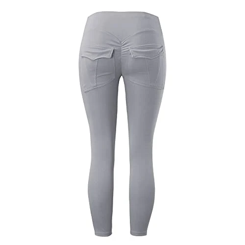 Sports Waist Yoga Stretch With Pockets Ladies Pants High Pants Fitness Sexy Yoga Pants Yoga Pants For Girls 7-8 (Grey, XL) 3 Sports Waist Yoga Stretch With Pockets Ladies Pants High Pants Fitness Sexy Yoga Pants Yoga Pants For Girls 7-8 (Grey, XL) - Image 3