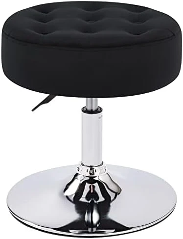 Furniliving Mid-Century Tufted Adjustable Swivel Makeup Ottoman Stool; Modern Big Size Round Vanity Stool Chair For Bedroom Living Room (White) 15 Furniliving Mid-Century Tufted Adjustable Swivel Makeup Ottoman Stool; Modern Big Size Round Vanity Stool Chair For Bedroom Living Room (White) - Image 15