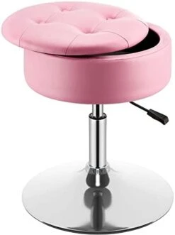 GREENSTELL Vanity Stool With Storage, 360°Swivel Makeup Stool, 17.9" To 24.2" Height Adjustable PU Leather Vanity Chair With Removeable Tray, Modern Round Ottoman For Bedroom Bathroom White 14 GREENSTELL Vanity Stool With Storage, 360°Swivel Makeup Stool, 17.9" To 24.2" Height Adjustable PU Leather Vanity Chair With Removeable Tray, Modern Round Ottoman For Bedroom Bathroom White -Safavieh Furniture 31 zEruZIaL. AC