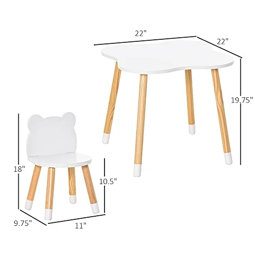 Qaba Wooden Kids Table And Chair Set Ideal For Arts, Meals, Homework, Cute Toddler Activity Table For Age 3 Years+, Grey 2 Qaba Wooden Kids Table And Chair Set Ideal For Arts, Meals, Homework, Cute Toddler Activity Table For Age 3 Years+, Grey - Image 2