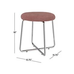 Round Backless Metal Vanity Stool With Upholstered Seat, Pink, 51111 -Safavieh Furniture 310DXKSD60L