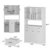 FAMAPY Kitchen Hutch Storage Cabinet With Drawers And Glass Doors, Pantry And Kitchen Storage With Wine Storage & Glass Holder, For Dining Room Kitchen White (47.2”W X 15.7”D X 82.7”H)