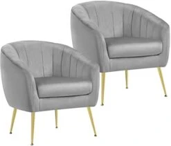 Yaheetech Accent Chair, Modern And Cozy Barrel Chair With Gold Metal Legs, Tufted Accent Armchair For Living Room/Bedroom/Office/Guest Room Green, Set Of 2 -Safavieh Furniture 310Ln3W03EL. AC