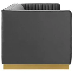 Modway Sanguine Vintage Glamour Channel Tufted Performance Velvet Upholstered Sofa In Gray -Safavieh Furniture 310NwAbJMhL