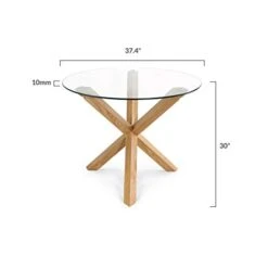 POLY & BARK Kennedy 37.4" Round Dining Table, Natural -Safavieh Furniture 310PEkb2l6L